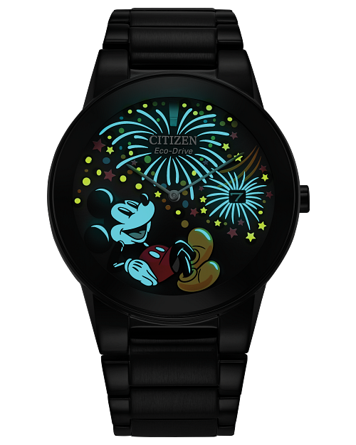 Mickey Fiesta Black Dial Stainless Steel Bracelet AU1095 57W CITIZEN